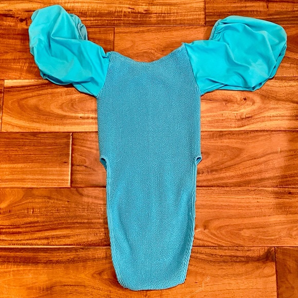 ASOS Swim Asos 8s Puff Sleeve Teal Bathing Suit M Poshmark